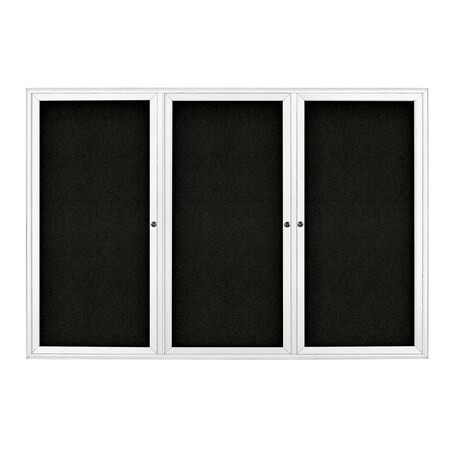 United Visual Products Sliding Door Indoor Enclosed Corkboard, 9 UV9030ACSH-SATIN-AMETHY